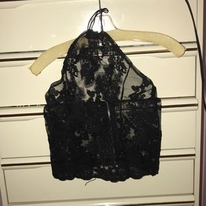 Sheer Lace Halter Top